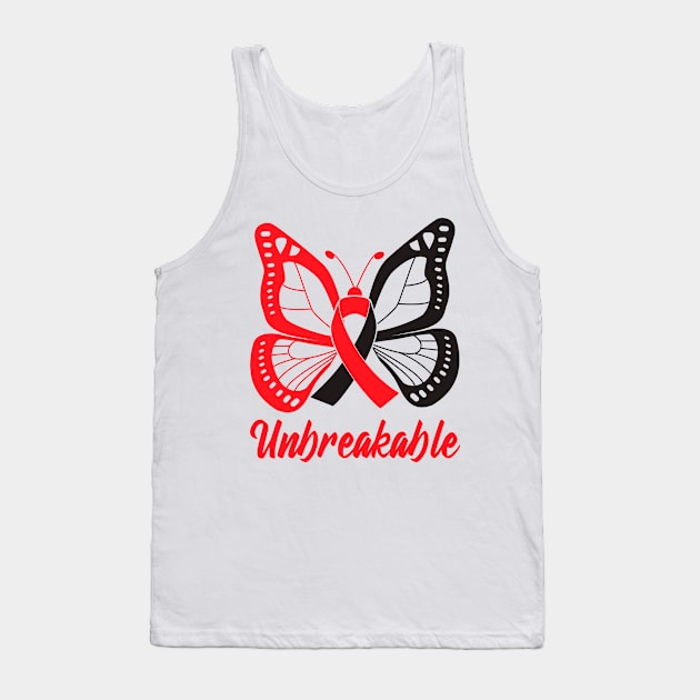 Red and Black Butterfly Awareness Ribbon Unbreakable Tank Top by FanaticTee